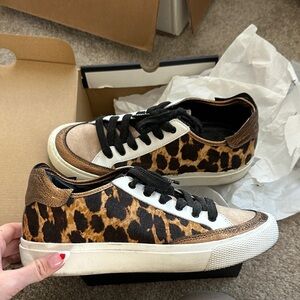 DKNY Leopard Print and White Sneakers
